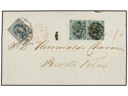 PUERTO RICO. 1866. LONDRES A SAN JUAN (Puerto Rico). Circulada Con Sellos Británicos De 1 Sh. Verde (2) Mat. Numeral '12 - Altri & Non Classificati