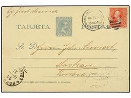 PUERTO RICO. 1898 (27 Octubre). OCUPACIÓN AMERICANA. SAN JUAN A MOSCÚ (Rusia). Entero Postal Español De 2 Ctvos. Verde U - Autres & Non Classés