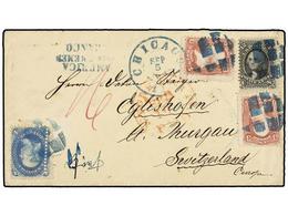 ESTADOS UNIDOS. Sg.63, 65 (2), 69. 1864. ONE CENT. DOUBLE VERTICAL PERFORATION VARIETY. CHICAGO To SWITZERLAND. Envelope - Other & Unclassified