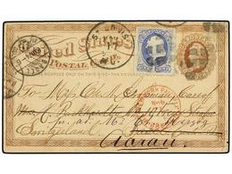 ESTADOS UNIDOS. 1874. ST. LOUIS To BASEL And Redirected To AARAU (Switzerland). 1 Cto. Brown Postal Stationary Card Upra - Altri & Non Classificati