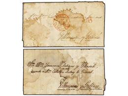 URUGUAY. 1840-42. Dos Cartas DESINFECTADAS Con Vinagre Circuladas De MONTEVIDEO A VILLANUEVA Y LA GELTRU. Circuladas Fue - Sonstige & Ohne Zuordnung