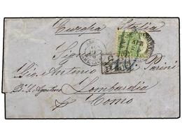 VENEZUELA. 1866. LA GUAYRA A COMO (Italia). Carta Completa Circulada Con Sello De 2 Reales Verde Del Correo Entre St. Th - Altri & Non Classificati