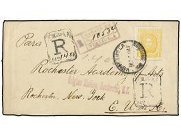 VENEZUELA. Sc.255. 1913. MARACAIBO A NEW YORK. 1 Bolivar Amarillo, Carta Certificada, Al Dorso Llegada. Raro Sello En Ca - Altri & Non Classificati