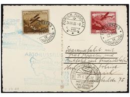 ZEPPELIN. 1933 (22 VI). LIECHTENSTEIN. Post Card Franked With 25 Rp. And 1 Fr. Liechtenstein Stamps Send With GRAF ZEPPE - Sonstige & Ohne Zuordnung