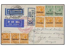 ZEPPELIN. 1934. TANGIER To BRAZIL. Franked With GB 1/2 D. (2) And 2 D. (7) Cancelled With Oval REGISTERED/TANGIER Sent V - Other & Unclassified