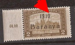 6-- 24.   1919  18-34   BARANYA  UNGARN SERBIA JUGOSLAVIJA OVERPRINT  - B. TYP II. INTERESSANT  - NEVER HINGED - Baranya