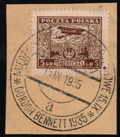 ✔️ Pologne 1925 - Avion - Yv. 4 (o) Sur Fragment Avec Obliteration Speciale 23.IX.1934 Gordon Bennett - Used Stamps