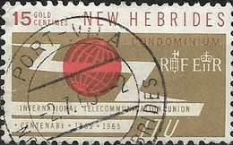 NEW HEBRIDES 1965 Centenary Of ITU - 15c - Red And Drab FU - Usati