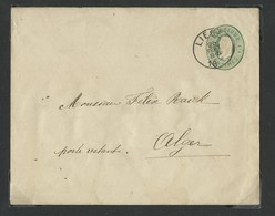 E.P. Env. 10c.(Em. 1869)  Obl. Sc LIEGE Le 23 Septembre 1893 Vers Alger (Algérie 26/09) En Poste Restante, Via Marseille - Enveloppes