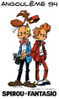 TOME & JANRY. SPIROU ET FANTASIO A ANGOULÊME 94. AUTOCOLLANT PUB. 1993 ED. DUPUIS. TF1. CINE GROUPE. - Stickers
