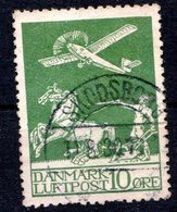 DANEMARK (Royaume) - 1925-30 - Poste Aérienne - N° 1 - 10 O. Vert - Oblitérés