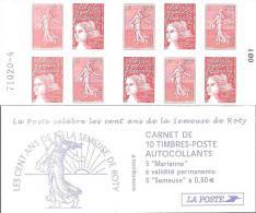 CARNET 1511 Mixte "Les Cent Ans De La Semeuse De Roty" Nappe 4. TRES Bas Prix, à Saisir. - Modernes : 1959-...
