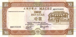 Macau (BNU) 10 Patacas 1991 XF Cat No. P-65a / MO060a - Macau