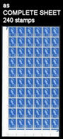 CV:€28.80 GREAT BRITAIN Scotland 1968 Q2 4d Br.bl. No Wmk. PVA Gum COMPLETE SHEET:240 Stamps GB - Feuilles, Planches  Et Multiples