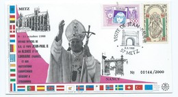 3290 - Voyage Officiel Pape Jean Paul II Metz Nancy Cachet Commémoratif 1988 Visite Pope RARE - Gedenkstempel