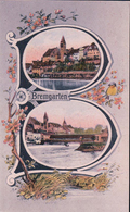 Bremgarten, 2 Images Dans Les Boucles Du B, Fleurs Et Oiseau, Litho (29095) - Bremgarten