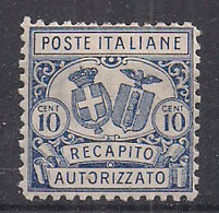 REGNO D'ITALIA  1928 RECAPITO AUTORIZZATO RE VITTORIO EMANUELE III SASS. 1 MLH  VF  (DENTELLATO 11) - Otros & Sin Clasificación