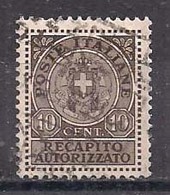 REGNO D'ITALIA  1930  RECAPITO AUTORIZZATO RE V.EMANUELE III  STEMMA IN CERCHIO  SASS.3 USATO VF - Autres & Non Classés