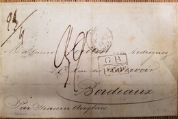 O) 1861 ARGENTINA - BUENOS AYRES, FRENCH MARITIME MAIL, G. B.  - CALAIS, RATE MANUSCRIPT , PREPHILATELY, TO BORDEAUX - Brieven En Documenten