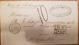 O) 1863 ARGENTINA - BUENOS AYRES, FRENCH MARITIME MAIL, G. B.  - CALAIS, RATE MANUSCRIPT , TO MARSEILLES, CHARLES AUDMIN - Cartas & Documentos