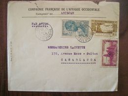 Cote D'Ivoire 1946 France Maroc Casablanca Lettre Enveloppe Cover Air Mail Par Avion PA Colonie AOF - Storia Postale