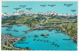 Zurich-See - Rapperswil - Ober-See - Wadenswil - Pfaffikon - Map - 287 - Switzerland - Unused - Rapperswil