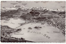 Zurich-see - Ober-see - Rapperswil - Wadenswil - Pfaffikon - Map - 1 - 4430 - Switzerland - Old Postcard - Unused - Pfäffikon