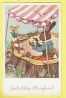 * Fantaisie - Fantasy (Paques - Pasen - Easter) * Paashaas, Lapin, Rabbit, Konijn, Peintre, Egg, Oeuf, Arbre, Champignon - Pasen