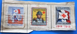 Croix Rouge MILITARIA GUERRE 14/18 WW1--3 Vignettes Erinnophilie,Timbre,stamp,Sticker-Aufkleber-Bollo-Viñeta,Medailónek - Croce Rossa