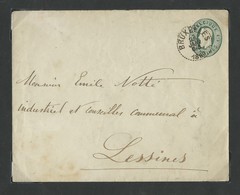 E.P. Env. 10c.(Em. 1869) N°4 Obl. Sc Essai Pointillé De BRUXELLES Le 26 Janvier 1880 Vers Lessines - W0653 - Buste