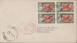 YT 161 X4 Etablissements Français Dans L'Inde France Libre Croix Lorraine Censure Locale Rare Vu Par Autorité Militaire - Used Stamps