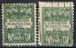 Sellos BARCELONA 1930, Sello Recargo Exposicion , Variedad Color E Impresion, Num  3-4a º - Barcelona