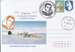 NORTH POLE, CONSTANTIN DUMBRAVA ARCTIC EXPEDITION, GREENLAND, DOG, SLED, SPECIAL COVER, 2009, ROMANIA - Expediciones árticas
