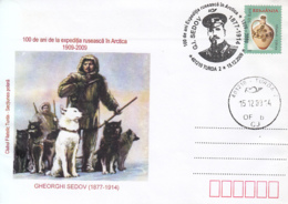 NORTH POLE, RUSSIAN ARCTIC EXPEDITION, GHEORGHI SEDOV, DOGS, SPECIAL COVER, 2009, ROMANIA - Expediciones árticas