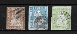 1854-1862 Helvetia (ungezähnt) → Kleines C-Lot    ►SBK-22Ca / 23Cd.2.03b / 26C.2.01+2.05 / CHF 440.-◄ - Gebraucht