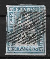 1854-1862 Helvetia (ungezähnt) → Schwarze, Zentrische Rautenentwertung      ►SBK-23B1.I / CHF 160.-◄ - Gebraucht