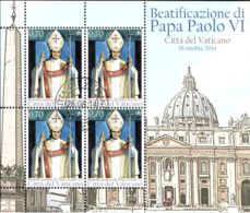 Vatican 2014 Mi# 1814 Kleinbogen Used - Sheet Of 4 (2 X 2) - Beatification Of Pope Paul VI - Oblitérés