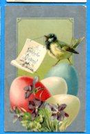 NY204, Joyeuses Pâques, Oiseau, Moineau, Canari, Bird, Oeufs De Pâques, Précurseur, Circulée 1907 - Pasqua