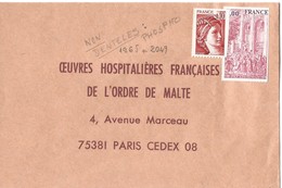 France, Enveloppe Retour Oeuvre Ordre De Malte  Timbrée Avec N° 1965 + 2049 - Covers & Documents