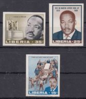 Liberia 1968 Martin Luther King Mi#702-704 Imperforated, Mint Never Hinged - Martin Luther King