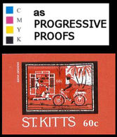 ST.KITTS 1985 Batik Designs Bicycle Liqueur Rum Alcohol Palm Trees 60c PROGRESSIVE PROOFS - Vins & Alcools