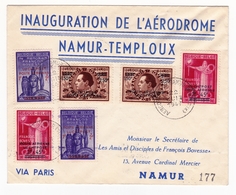 Lettre 1947 Inauguration Aérodrome Namur Temploux Poste Aérienne François Bovesse - Covers & Documents