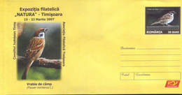 Romania - Stationery Cover Unused 2007(013) -  Birds - Field Sparrow - Passeri