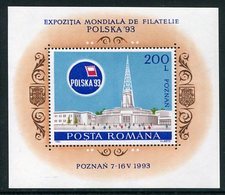 ROMANIA 1993 POLSKA '93 Exhibition Block MNH / **.  Michel Block 281 - Blocchi & Foglietti