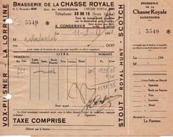 BRASSERIE DE LA CHASSE ROYALE - AUDERGHEM - VOX- PILSENER - LA LORRAINE - STOUT - ROYAL HUNT - SCOTCH -11 SEPTEMBRE 1940 - Food