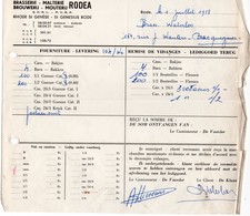 BRASSERIE - BRAUWERIJ - MALTERIE - MOUTERIJN - RODEA - ST GENESUS RODE - RHODE ST GENESE - 01 JUILLET 1958. - Alimentos