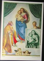 Saar 1954: Raffael Santi (1483-1520) "Sixtinische Madonna" Michel-No. 352 Maximumkarte Mit O SAARBRÜCKEN 14.8.54 Ersttag - Maximum Cards