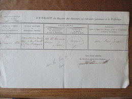 20 JANVIER 1826 LE SECRETAIRE GENERAL DE LA PREFECTURE RECLAMANS MARIE BADY DE PONT Vve Vte DE Ste ALVAGONDE IMIGREE - Documentos Históricos