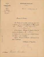 16 Mars 1909 : Lettre De M. Ruau, Ministre De L'Agriculture, Mony, Chef Sommelier à Beaune, Chevalier Du Mérite Agricole - Historical Documents