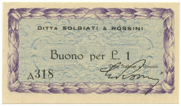 1 LIRA BUONO DITTA SOLBIATI & ROSSINI RSI WWII 1943-1945 QFDS - Other & Unclassified